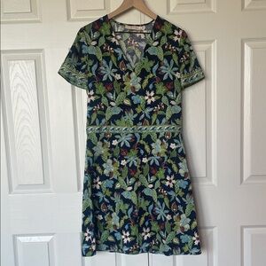 Tory Burch Blue and Green “Wisteria” Floral Mini Dress